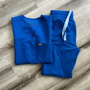 XXS Figs ROYAL BLUE Catarina top + Zamora jogger set - like new
